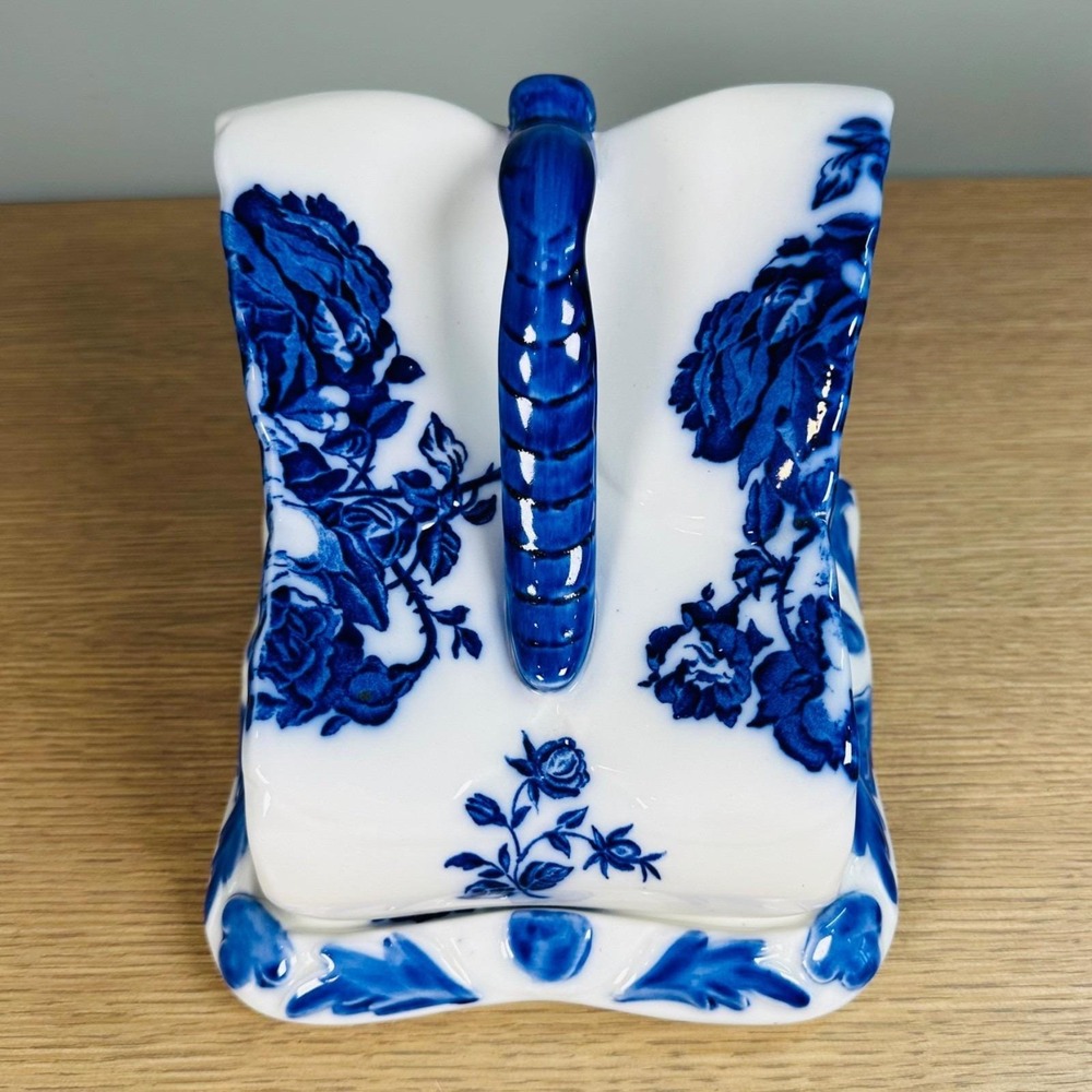 VTG Blakeney Ironstone Flow Blue Rose Cheese Keeper Dish Staffordshire England - Picture 3 of 15